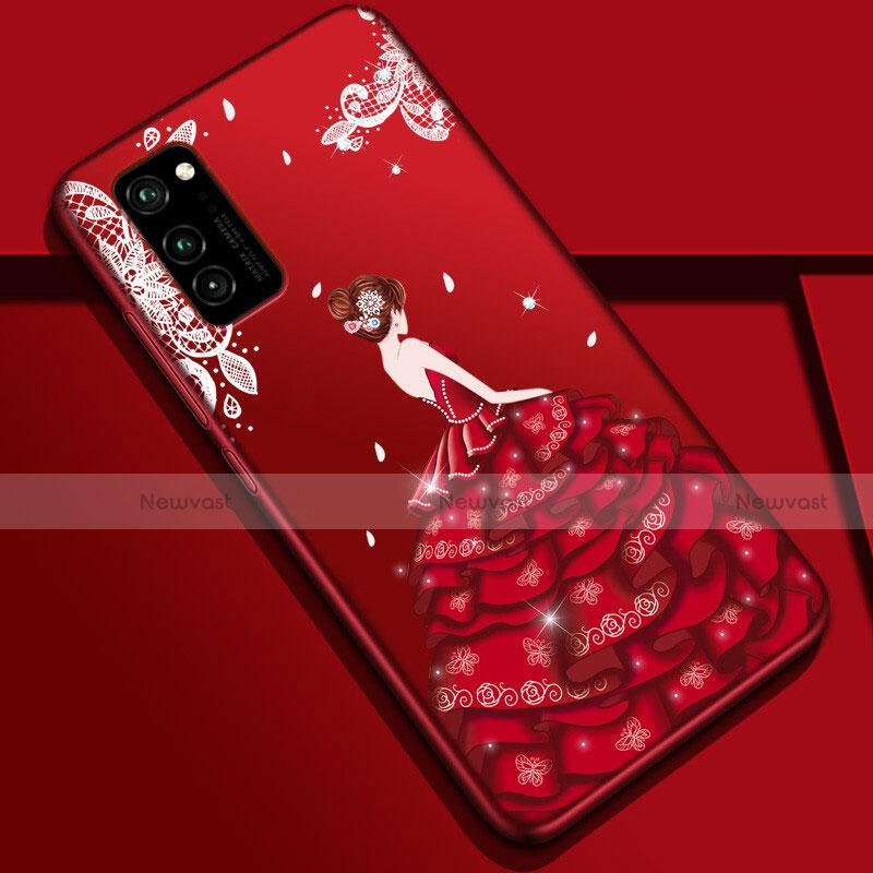 Silicone Candy Rubber Gel Dress Party Girl Soft Case Cover S01 for Huawei Honor V30 5G