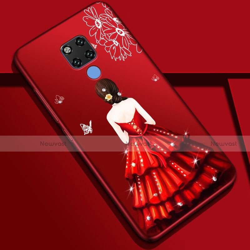 Silicone Candy Rubber Gel Dress Party Girl Soft Case Cover S01 for Huawei Mate 20 X 5G Red