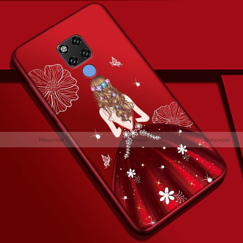 Silicone Candy Rubber Gel Dress Party Girl Soft Case Cover S01 for Huawei Mate 20 X 5G Red Wine