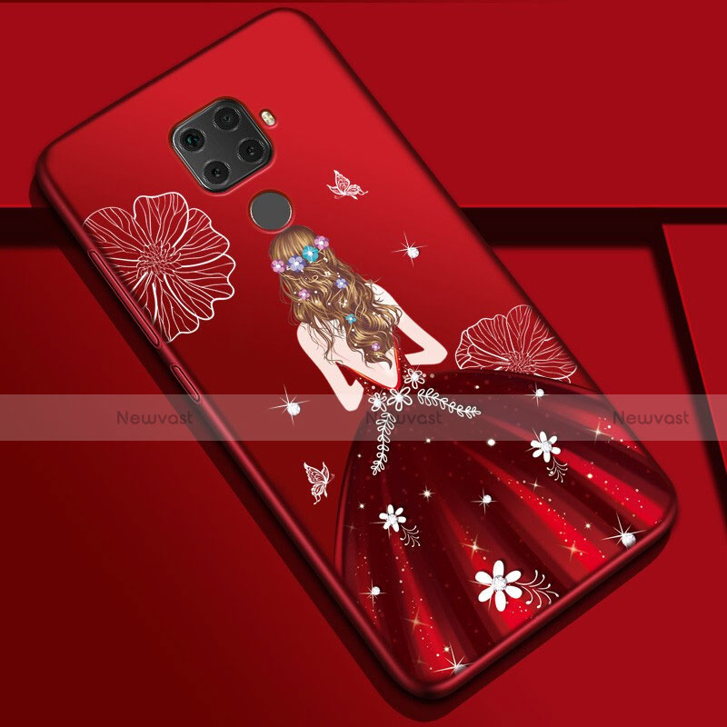 Silicone Candy Rubber Gel Dress Party Girl Soft Case Cover S01 for Huawei Mate 30 Lite Red Wine