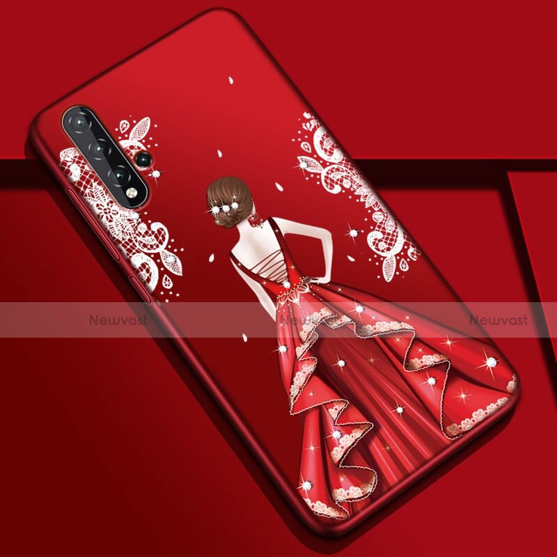 Silicone Candy Rubber Gel Dress Party Girl Soft Case Cover S01 for Huawei Nova 5 Mixed