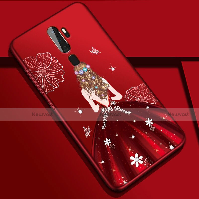 Silicone Candy Rubber Gel Dress Party Girl Soft Case Cover S01 for Oppo A9 (2020) Red Wine