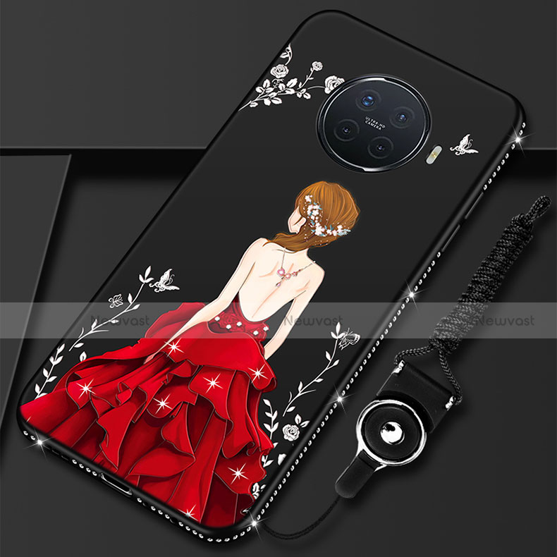 Silicone Candy Rubber Gel Dress Party Girl Soft Case Cover S01 for Oppo Ace2 Red and Black