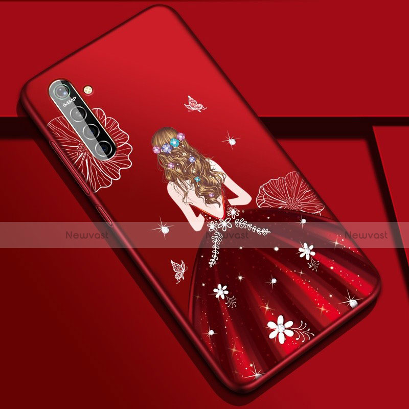 Silicone Candy Rubber Gel Dress Party Girl Soft Case Cover S01 for Oppo K5 Red Wine