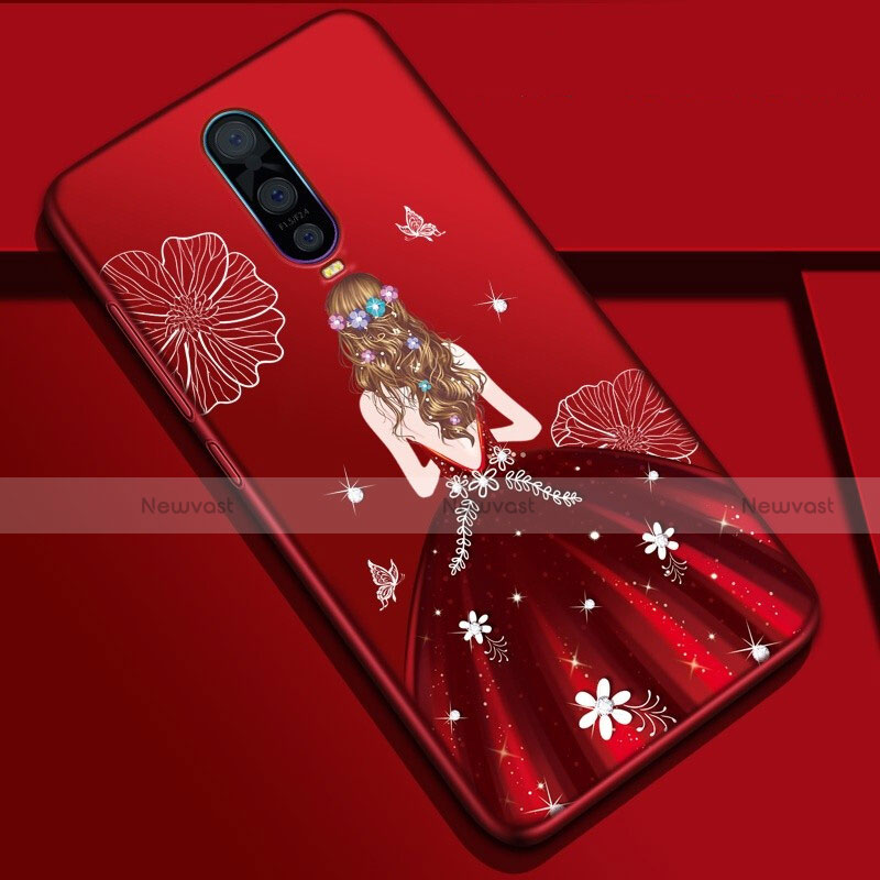 Silicone Candy Rubber Gel Dress Party Girl Soft Case Cover S01 for Oppo R17 Pro Red Wine