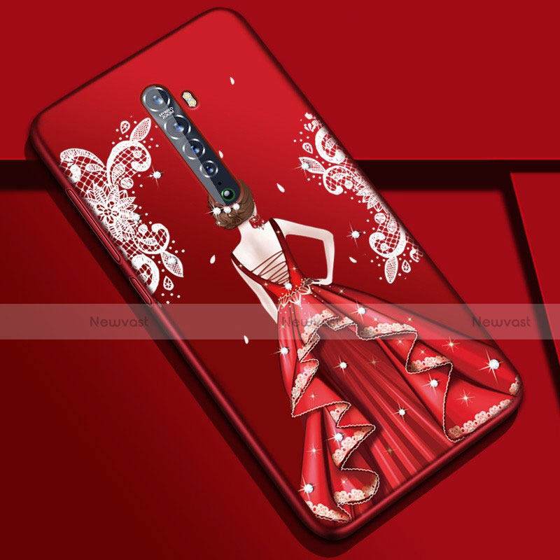 Silicone Candy Rubber Gel Dress Party Girl Soft Case Cover S01 for Oppo Reno2 Mixed