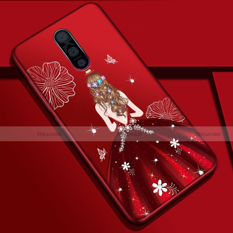 Silicone Candy Rubber Gel Dress Party Girl Soft Case Cover S01 for Oppo RX17 Pro Red Wine