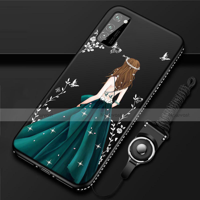 Silicone Candy Rubber Gel Dress Party Girl Soft Case Cover S03 for Huawei Honor V30 Pro 5G Green