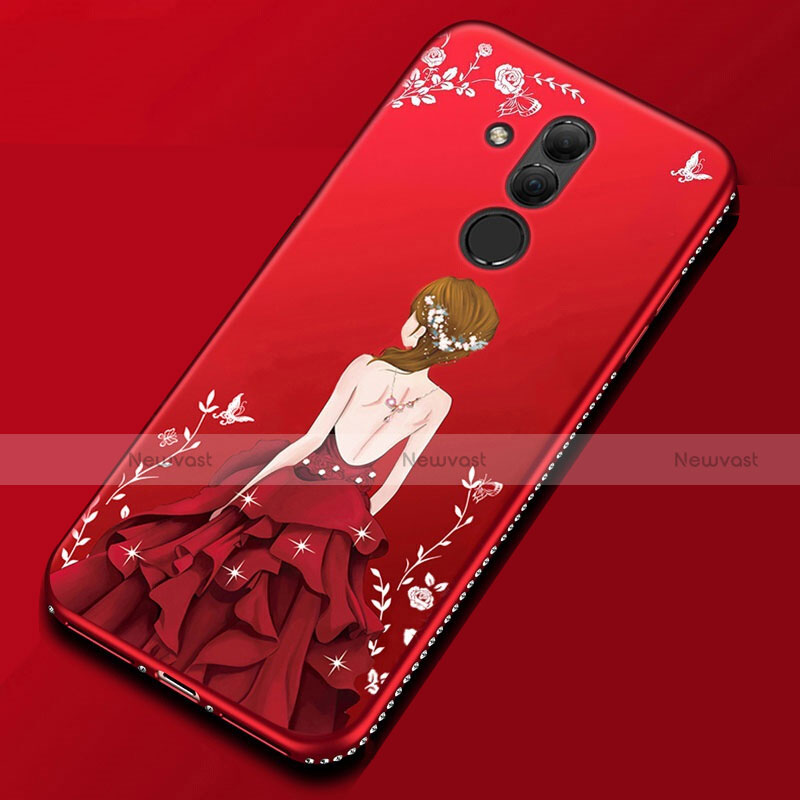 Silicone Candy Rubber Gel Fashionable Pattern Soft Case Cover for Huawei Mate 20 Lite Red