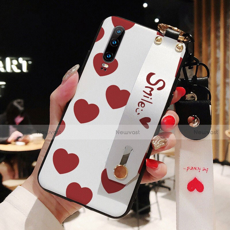 Silicone Candy Rubber Gel Fashionable Pattern Soft Case Cover for Huawei P30 Red