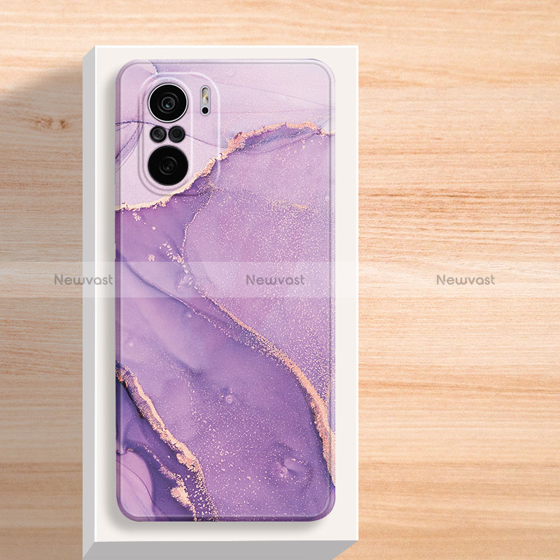 Silicone Candy Rubber Gel Fashionable Pattern Soft Case Cover for Xiaomi Redmi K40 5G Purple