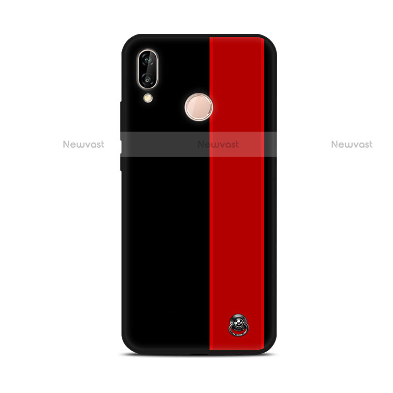 Silicone Candy Rubber Gel Fashionable Pattern Soft Case Cover S01 for Huawei P20 Lite Red