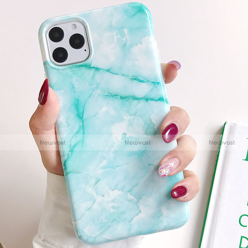 Silicone Candy Rubber Gel Fashionable Pattern Soft Case Cover S02 for Apple iPhone 11 Pro Cyan