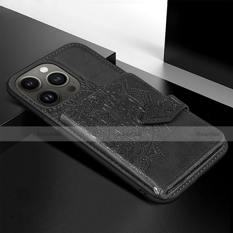 Silicone Candy Rubber Gel Fashionable Pattern Soft Case Cover S02 for Apple iPhone 13 Pro Black