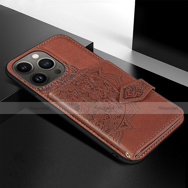 Silicone Candy Rubber Gel Fashionable Pattern Soft Case Cover S02 for Apple iPhone 13 Pro Brown