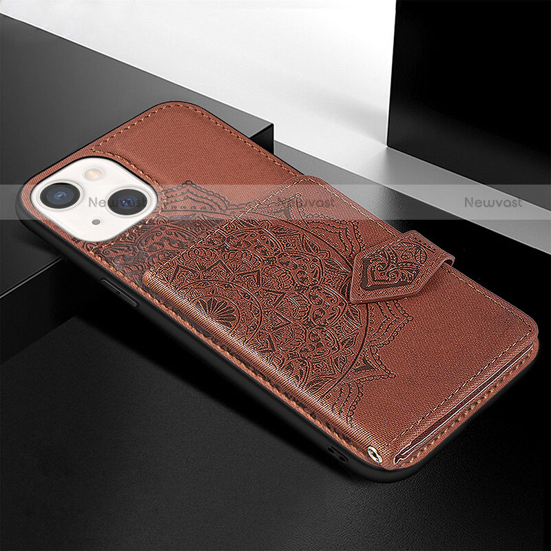 Silicone Candy Rubber Gel Fashionable Pattern Soft Case Cover S02 for Apple iPhone 14 Plus Brown