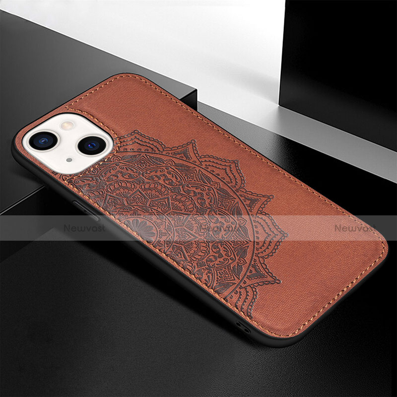 Silicone Candy Rubber Gel Fashionable Pattern Soft Case Cover S05 for Apple iPhone 13 Brown