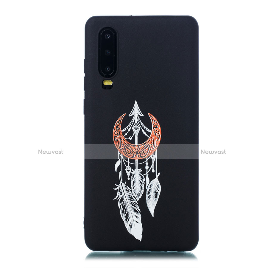 Silicone Candy Rubber Gel Fashionable Pattern Soft Case Cover S06 for Huawei P30 Black