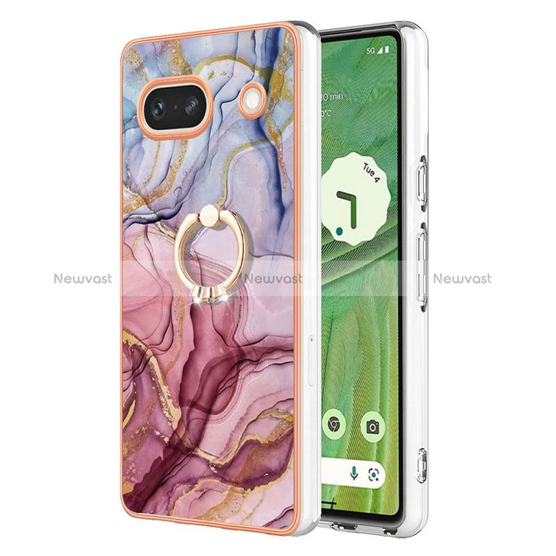 Silicone Candy Rubber Gel Fashionable Pattern Soft Case Cover with Finger Ring Stand Y01B for Google Pixel 7a 5G Mixed