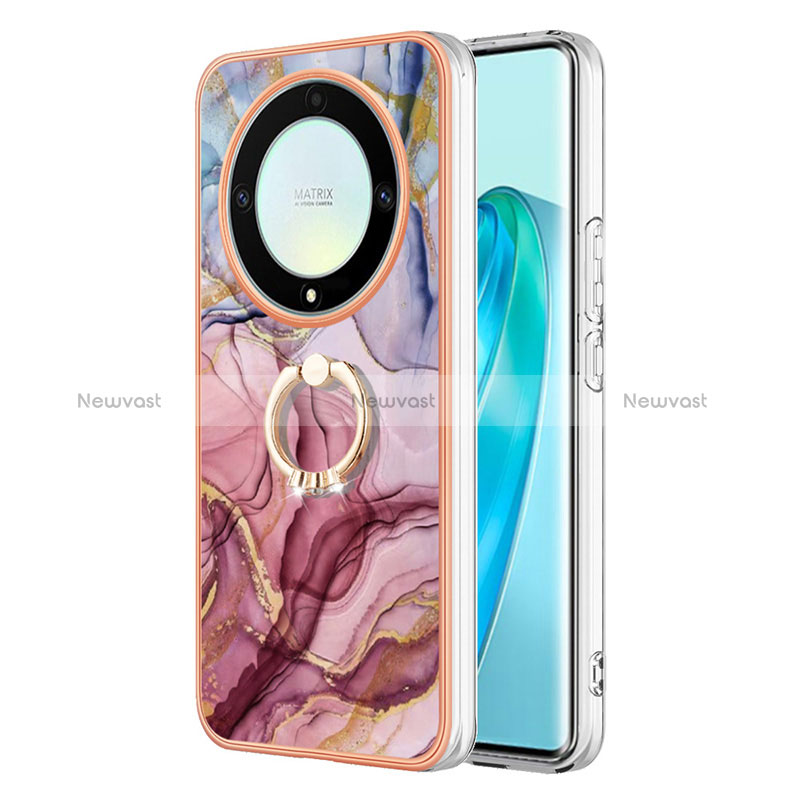 Silicone Candy Rubber Gel Fashionable Pattern Soft Case Cover with Finger Ring Stand Y01B for Huawei Honor Magic5 Lite 5G