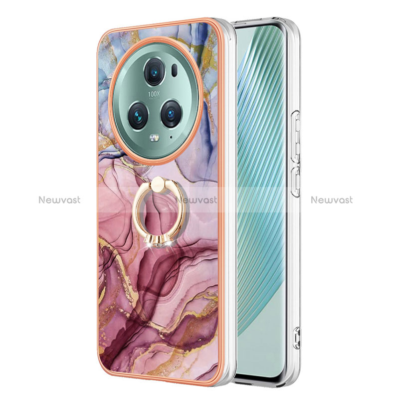 Silicone Candy Rubber Gel Fashionable Pattern Soft Case Cover with Finger Ring Stand Y01B for Huawei Honor Magic5 Pro 5G