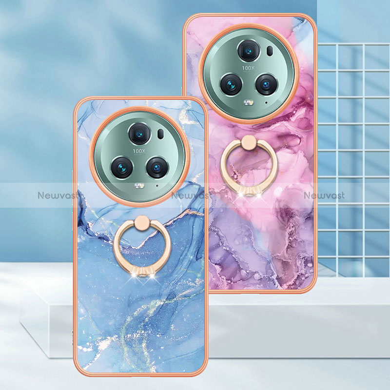 Silicone Candy Rubber Gel Fashionable Pattern Soft Case Cover with Finger Ring Stand Y01B for Huawei Honor Magic5 Pro 5G