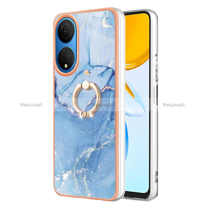 Silicone Candy Rubber Gel Fashionable Pattern Soft Case Cover with Finger Ring Stand Y01B for Huawei Honor X7