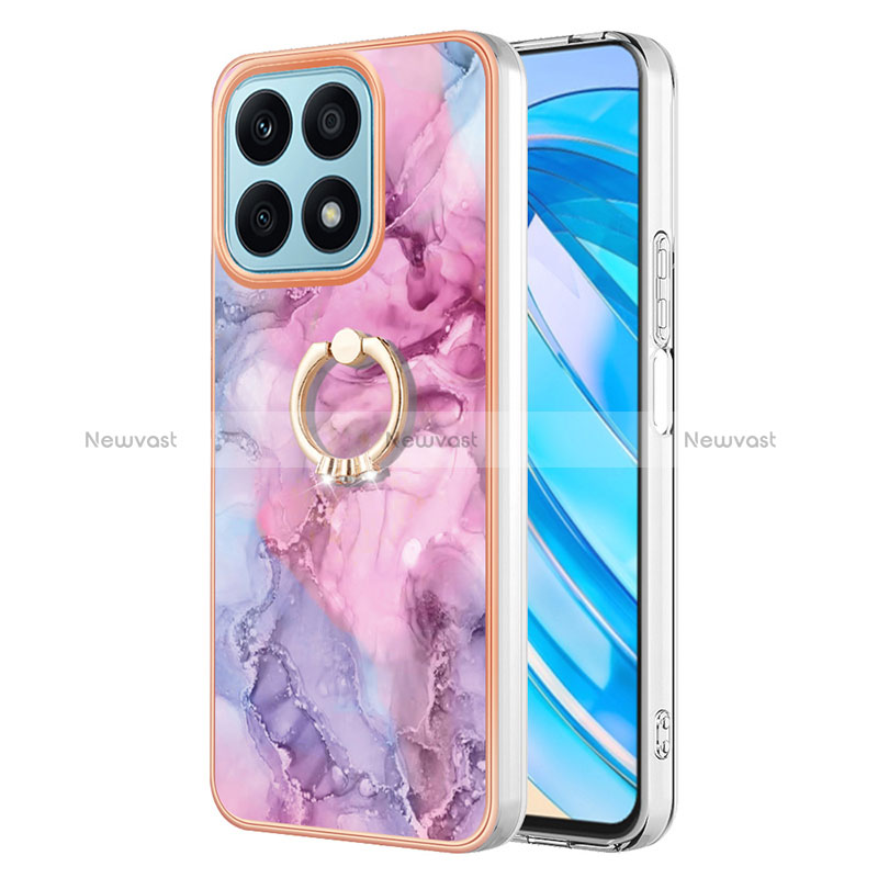 Silicone Candy Rubber Gel Fashionable Pattern Soft Case Cover with Finger Ring Stand Y01B for Huawei Honor X8a 4G