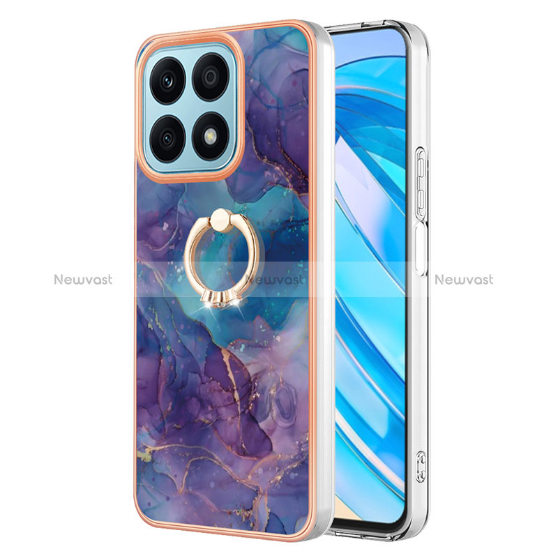 Silicone Candy Rubber Gel Fashionable Pattern Soft Case Cover with Finger Ring Stand Y01B for Huawei Honor X8a 4G