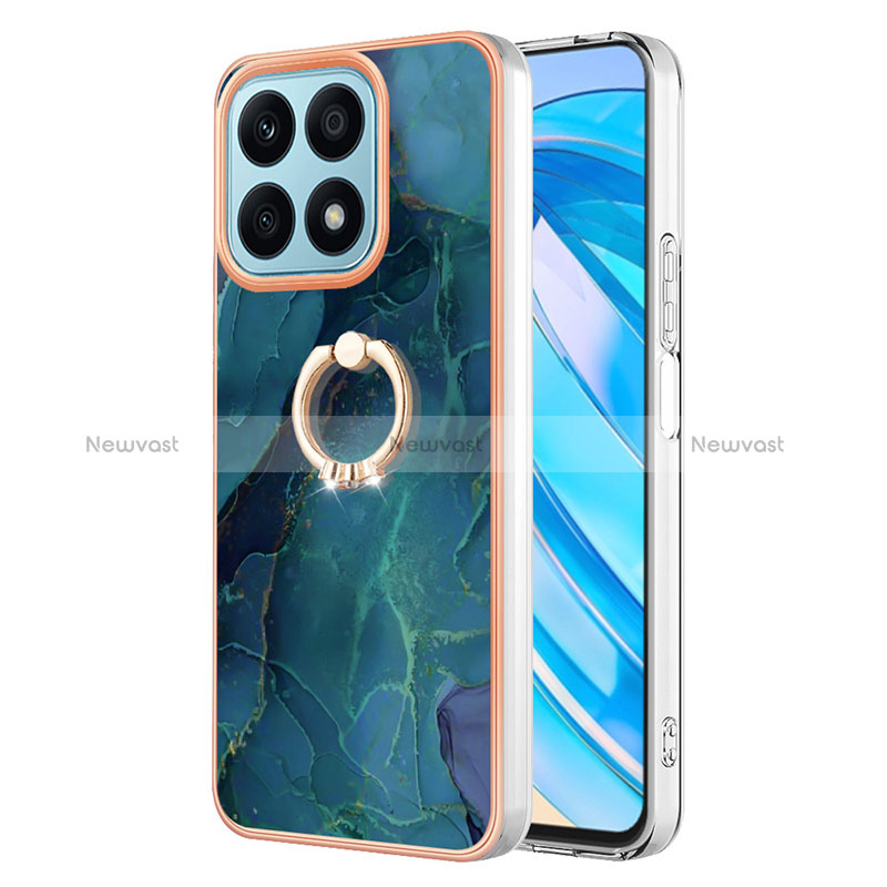 Silicone Candy Rubber Gel Fashionable Pattern Soft Case Cover with Finger Ring Stand Y01B for Huawei Honor X8a 4G