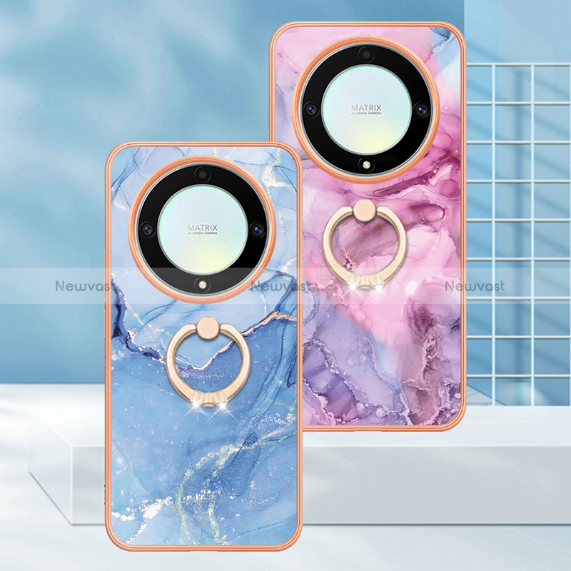 Silicone Candy Rubber Gel Fashionable Pattern Soft Case Cover with Finger Ring Stand Y01B for Huawei Honor X9a 5G