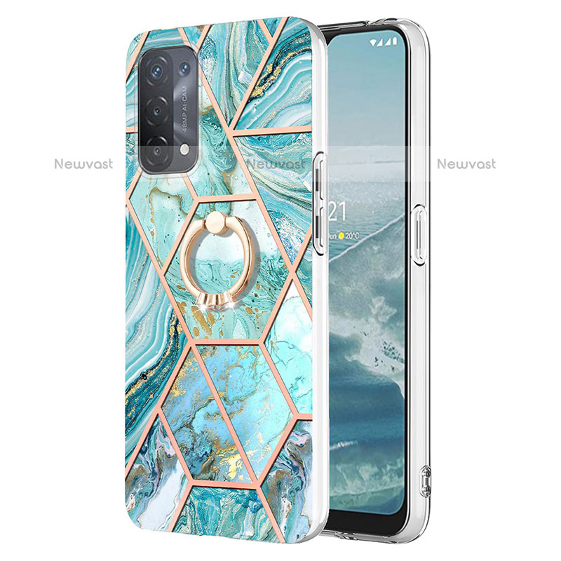 Silicone Candy Rubber Gel Fashionable Pattern Soft Case Cover with Finger Ring Stand Y01B for Oppo A93 5G