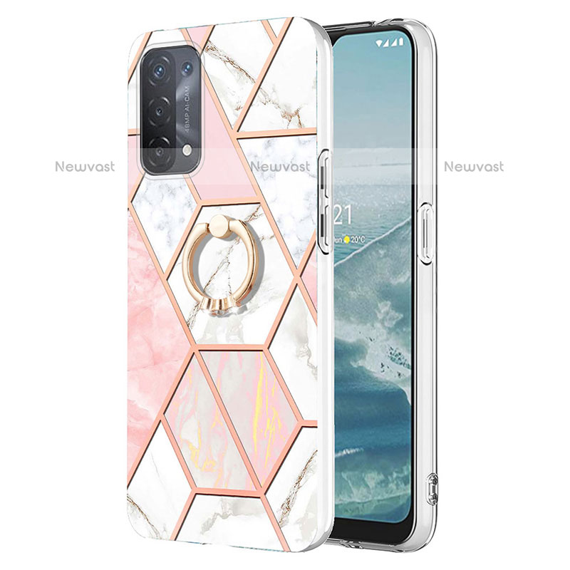 Silicone Candy Rubber Gel Fashionable Pattern Soft Case Cover with Finger Ring Stand Y01B for Oppo A93 5G