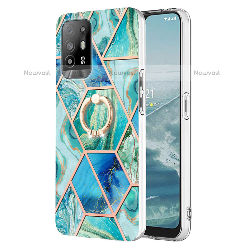 Silicone Candy Rubber Gel Fashionable Pattern Soft Case Cover with Finger Ring Stand Y01B for Oppo A94 5G