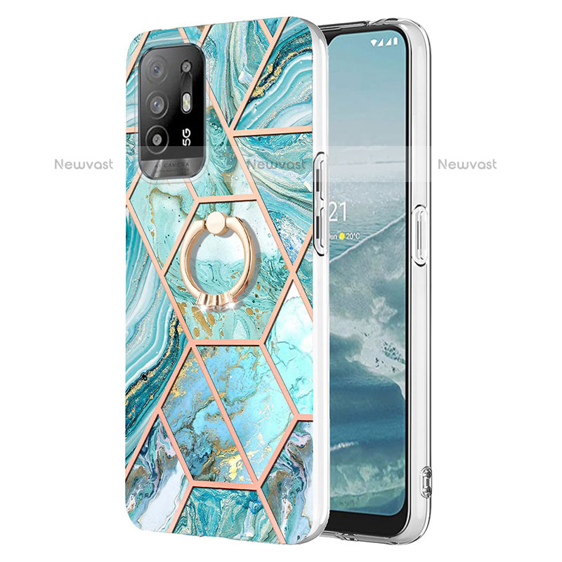 Silicone Candy Rubber Gel Fashionable Pattern Soft Case Cover with Finger Ring Stand Y01B for Oppo A94 5G