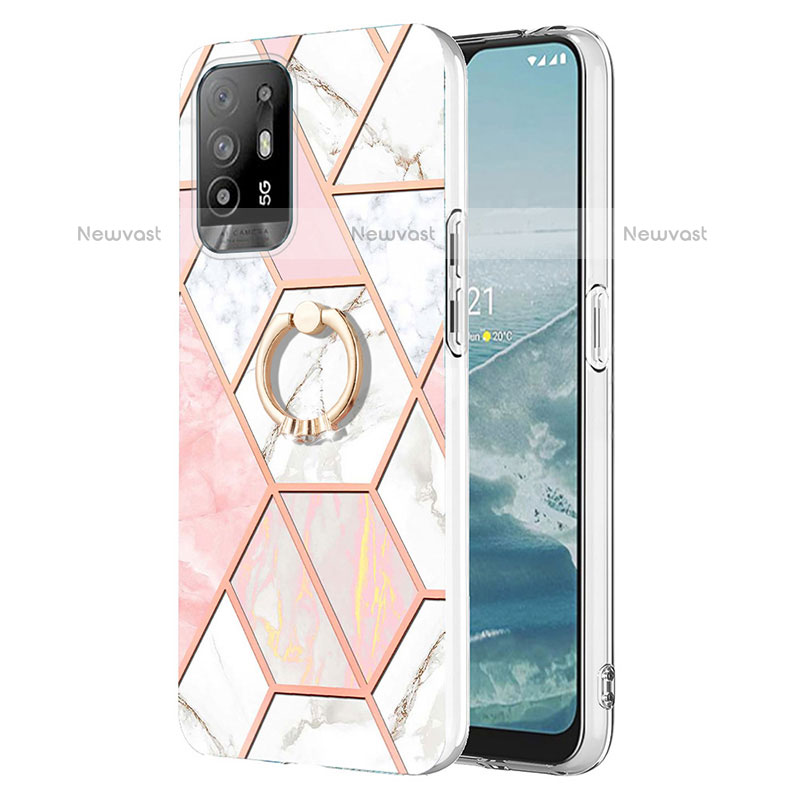 Silicone Candy Rubber Gel Fashionable Pattern Soft Case Cover with Finger Ring Stand Y01B for Oppo A95 5G