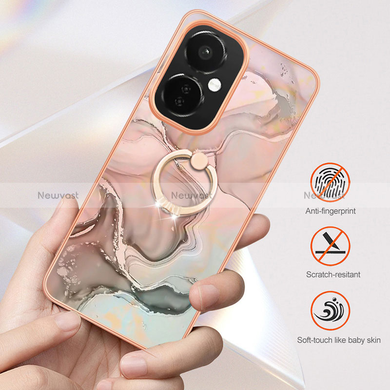 Silicone Candy Rubber Gel Fashionable Pattern Soft Case Cover with Finger Ring Stand Y01B for Oppo K11x 5G