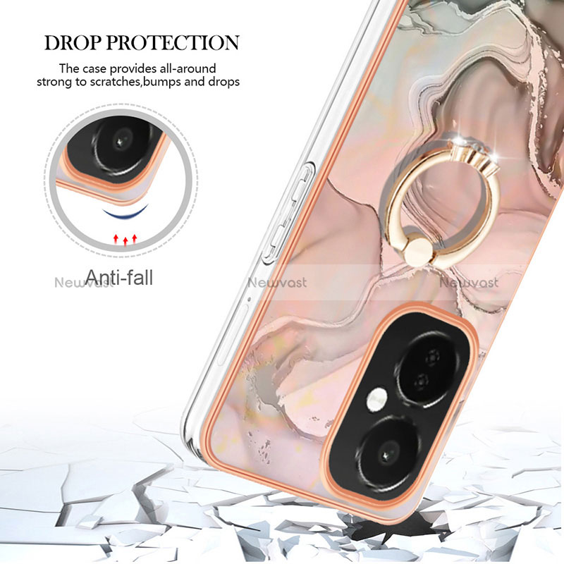 Silicone Candy Rubber Gel Fashionable Pattern Soft Case Cover with Finger Ring Stand Y01B for Oppo K11x 5G