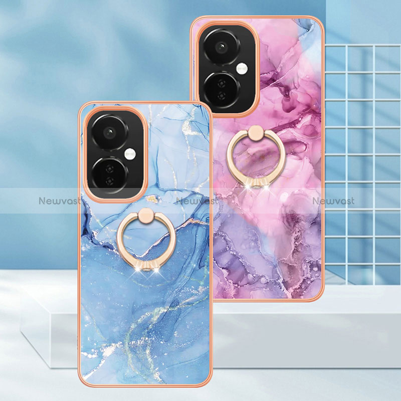 Silicone Candy Rubber Gel Fashionable Pattern Soft Case Cover with Finger Ring Stand Y01B for Oppo K11x 5G