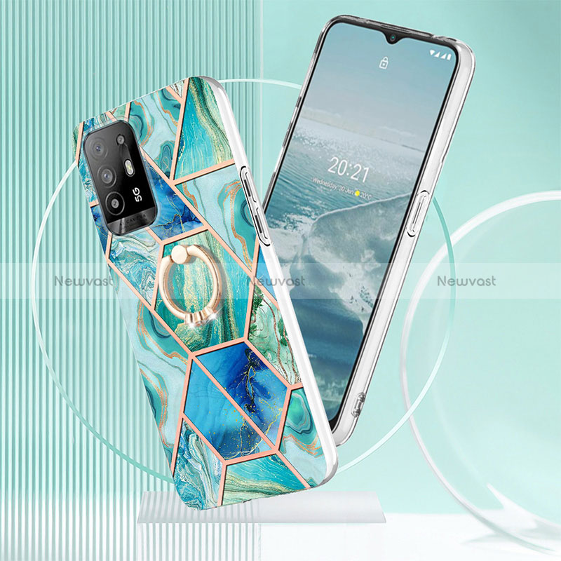 Silicone Candy Rubber Gel Fashionable Pattern Soft Case Cover with Finger Ring Stand Y01B for Oppo Reno5 Z 5G