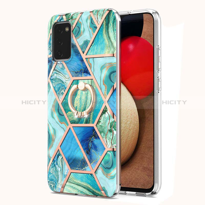 Silicone Candy Rubber Gel Fashionable Pattern Soft Case Cover with Finger Ring Stand Y01B for Samsung Galaxy A03s