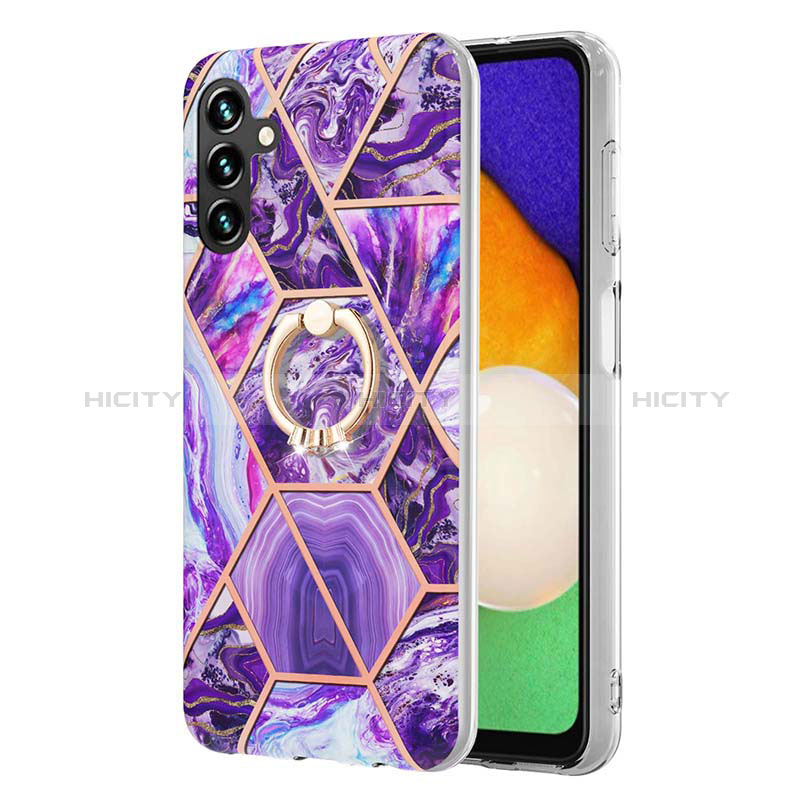 Silicone Candy Rubber Gel Fashionable Pattern Soft Case Cover with Finger Ring Stand Y01B for Samsung Galaxy A04s