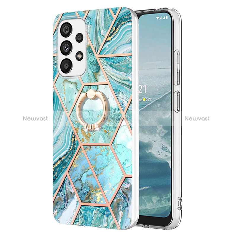 Silicone Candy Rubber Gel Fashionable Pattern Soft Case Cover with Finger Ring Stand Y01B for Samsung Galaxy A13 4G