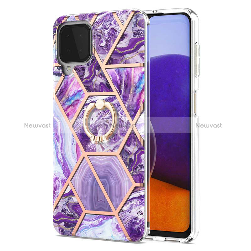 Silicone Candy Rubber Gel Fashionable Pattern Soft Case Cover with Finger Ring Stand Y01B for Samsung Galaxy A22 4G