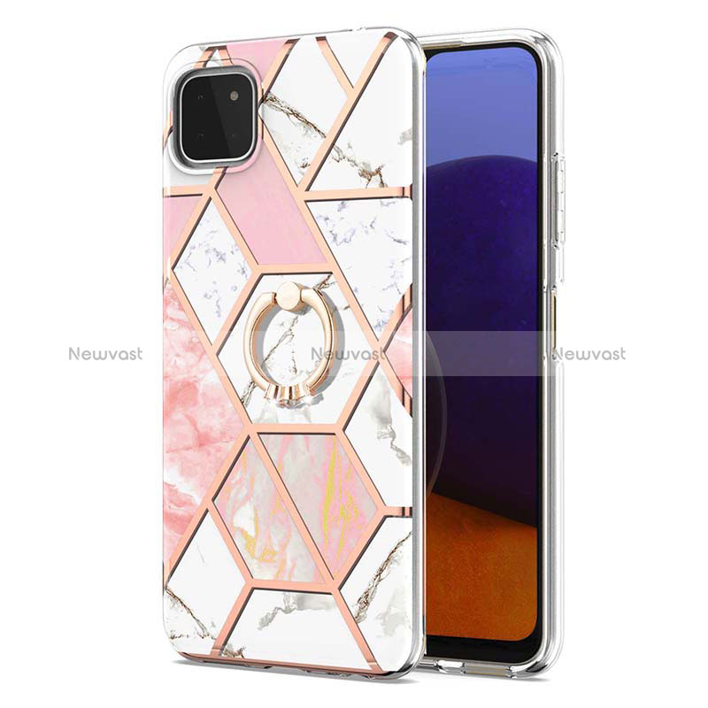 Silicone Candy Rubber Gel Fashionable Pattern Soft Case Cover with Finger Ring Stand Y01B for Samsung Galaxy A22 5G