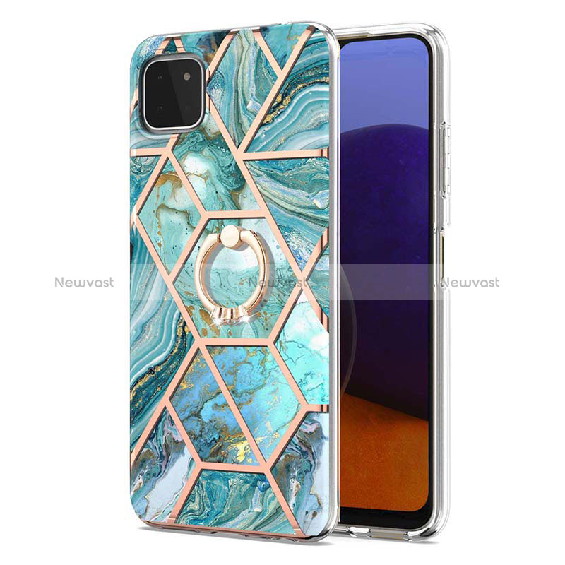 Silicone Candy Rubber Gel Fashionable Pattern Soft Case Cover with Finger Ring Stand Y01B for Samsung Galaxy A22 5G