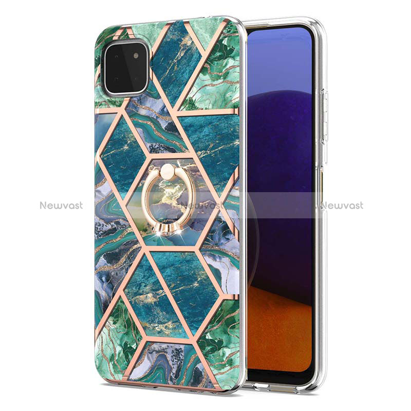 Silicone Candy Rubber Gel Fashionable Pattern Soft Case Cover with Finger Ring Stand Y01B for Samsung Galaxy A22s 5G