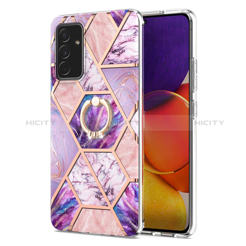 Silicone Candy Rubber Gel Fashionable Pattern Soft Case Cover with Finger Ring Stand Y01B for Samsung Galaxy A24 4G