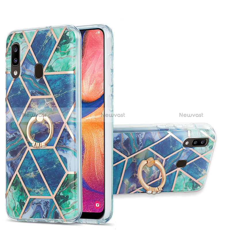 Silicone Candy Rubber Gel Fashionable Pattern Soft Case Cover with Finger Ring Stand Y01B for Samsung Galaxy A30