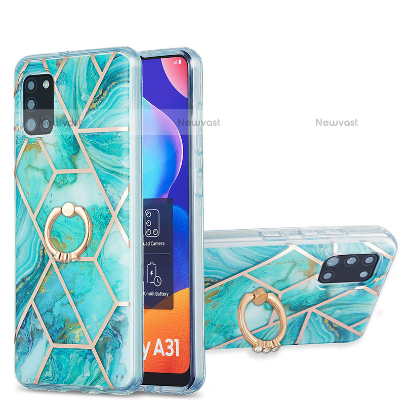 Silicone Candy Rubber Gel Fashionable Pattern Soft Case Cover with Finger Ring Stand Y01B for Samsung Galaxy A31